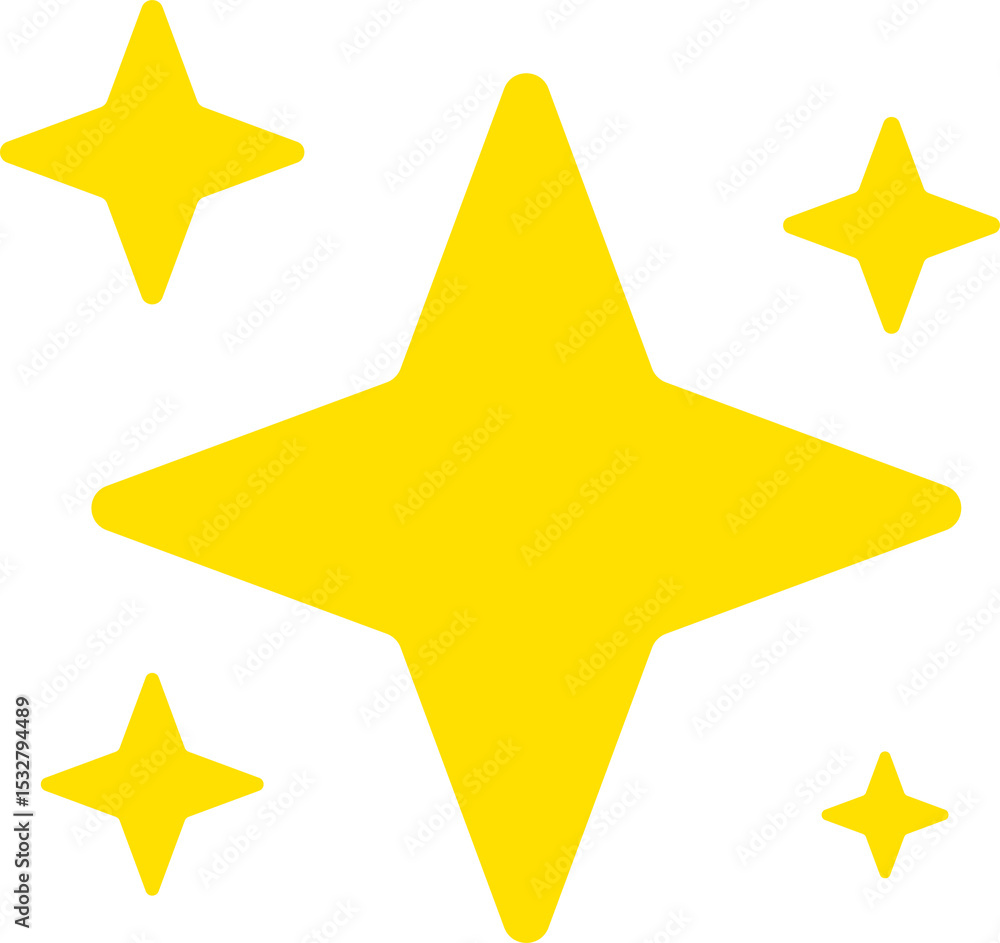 Aufkleber stylized yellow sparkle shapes are floating in flat design on transparent background