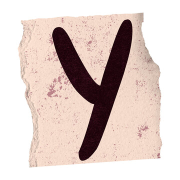Fototapeta Flat design is showing torn paper with bold brushstroke Y and ink speckles on transparent backdrop