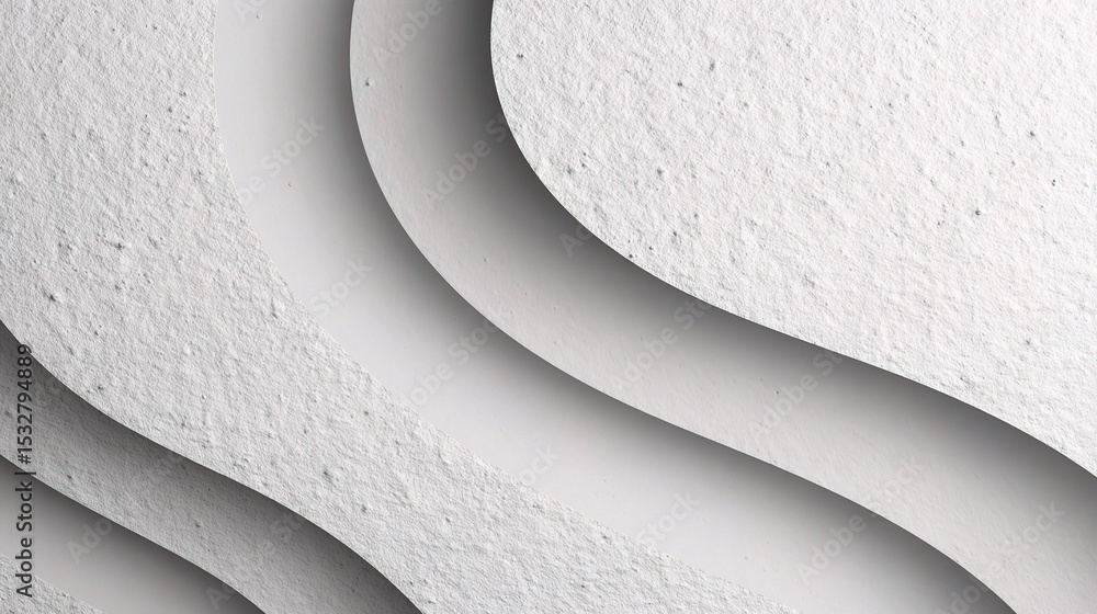 Poster white layered abstract forms on light gray background