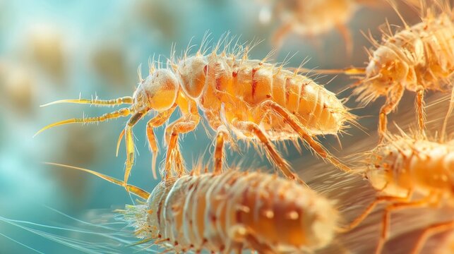 Microscopic View of Permethrin Attacking Lice Under Gigapixel Magnification
