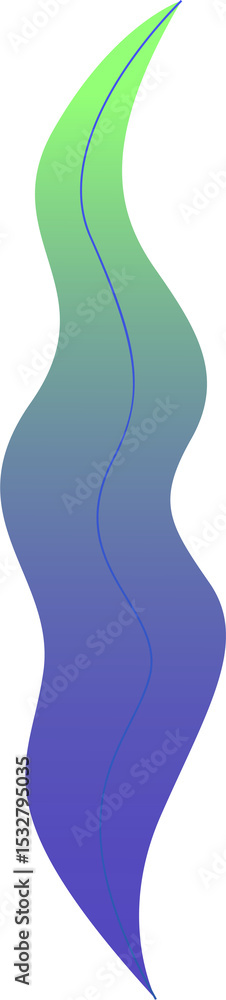 Poster abstract ribbon is floating in flat design with green-blue gradient and blue edge on transparent