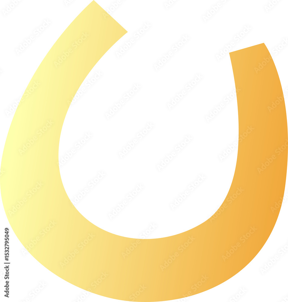 Poster abstract u-shaped form is floating on transparent background, featuring rounded edges and gradient
