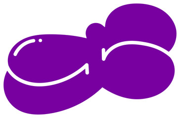 Flat design abstract purple shape is floating in transparent background with glossy highlights