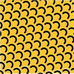 Presenting flat design repeating black semi-circular arcs on yellow field, transparent background