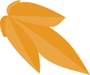 Leaf-like shapes are radiating outward in orange gradient in flat design on transparent background