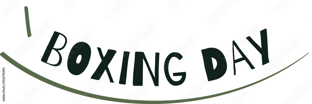 Poster flat curved ribbon banner is floating on transparent backdrop featuring boxing day text drop shadow