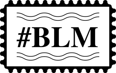 Showing flat scalloped-edge stamp graphic displaying #BLM with wavy lines on transparent background