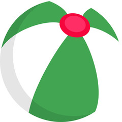 Beach ball is floating in flat design, green panels, red valve, transparent background, copy space