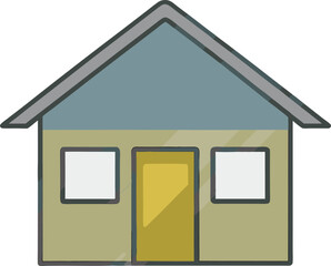 Detached house outline 
 Simple flat outline icon of a house, minimal design in gray with no fil


