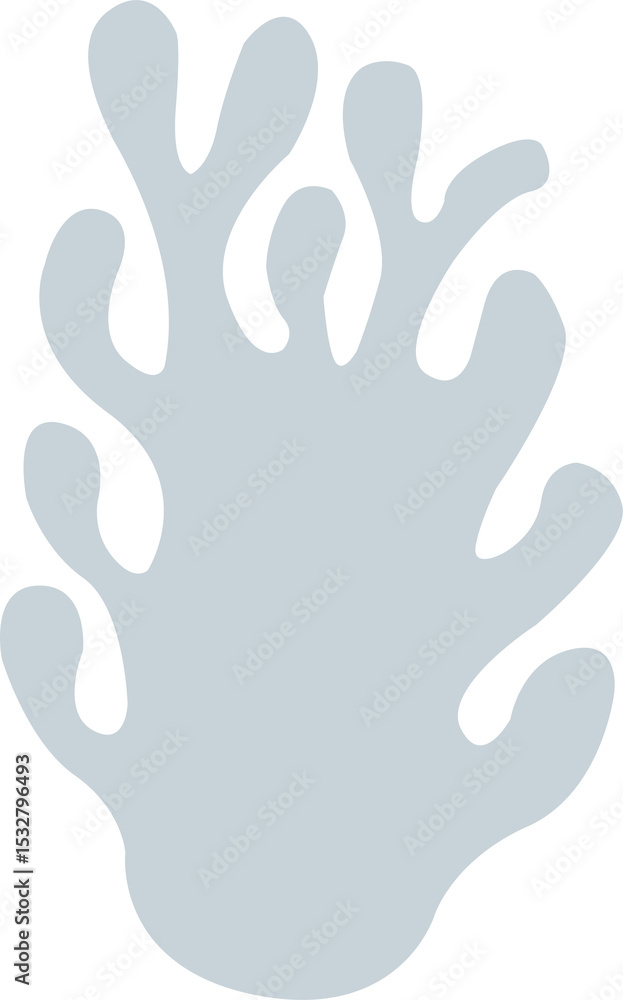 Poster abstract organic form is floating in flat design featuring rounded lobes on transparent background