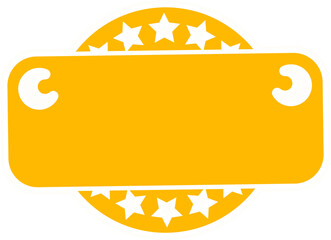 Naklejka premium Flat vector badge is displaying rounded shapes with stars and crescents on transparent background