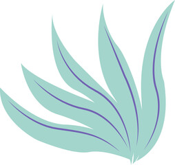 Abstract leaf fan is showing purple stripes rendering in flat design on transparent background