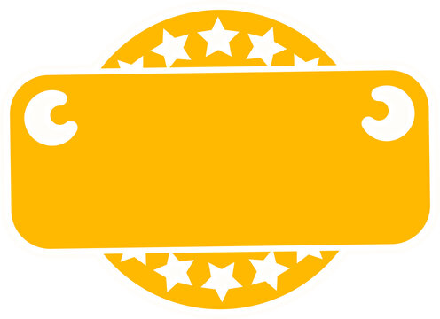 Naklejki Flat vector badge is displaying rounded shapes with stars and crescents on transparent background