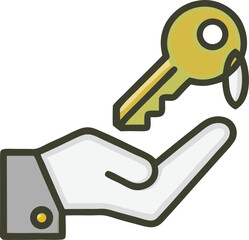 Hands holdings key to success vector illustration on transparent background.