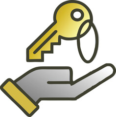 Hands holdings key to success vector illustration on transparent background.