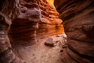 Canyon Gai Avud near Eilat, Travel through the desert of Israel. Tourism and travel in Israel