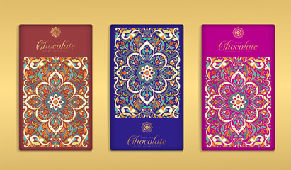 Luxury packaging design of chocolate bars. Vintage vector ornament template. Elegant, classic elements. Great for food, drink and other package types. Can be used for background and wallpaper.