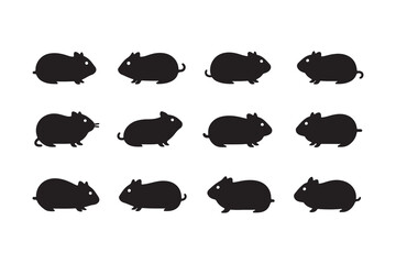 Fototapeta premium Simple Black Silhouette Hamsters in Various Poses