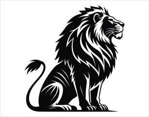 Fototapeta premium Lion Silhouette Vector Isolated on Transparent