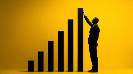 Debate Business Success Goal Target Business Growth Concept with Black Bars and Yellow Background