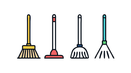 Naklejka premium broom and shovel icon