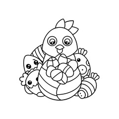 Naklejka premium Printable Chick Dancing in Jelly Outline