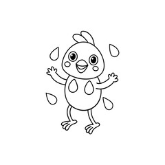 Obraz premium Printable Chick Dancing Under a Rainbow Outline