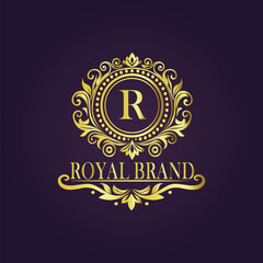 Letter luxury gold logo concept