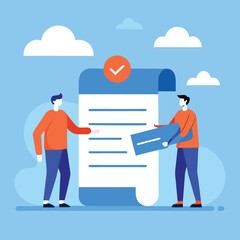 Efficient Document Approval Process Two Men Reviewing and Signing a Document