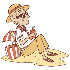Relaxing 3D man sitting in red shirt illustration, perfect for lifestyle visuals and leisure themes.