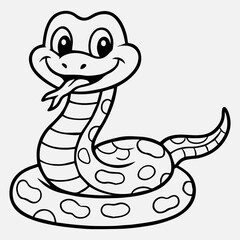 Serpentine Smile A charming cartoon snake coils gracefully, its cheerful expression and playful demeanor capturing the essence of whimsical fun.