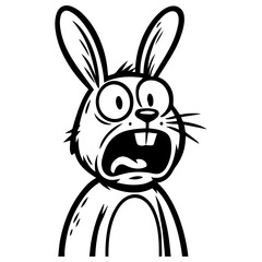 Surprised Rabbit Cartoon A comical illustration of a rabbit with wide eyes and an open mouth, conveying a look of shock or surprise.
