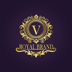 Letter luxury gold logo concept