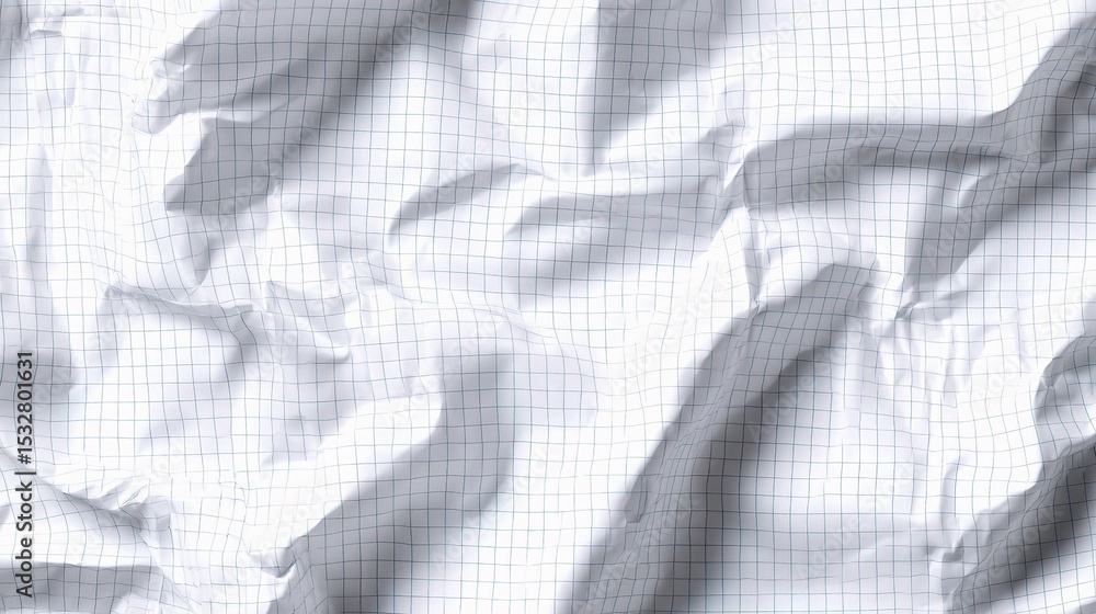 Aufkleber crumpled white graph paper background with faint grid pattern