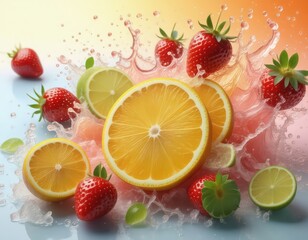 fresh orange with strawberry 