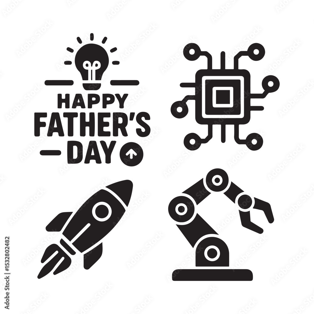 Poster a diverse set of vector icons for your business and web design, including illustrations of robots, p