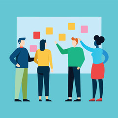 Team Collaboration Brainstorming & Project Planning Vector Illustration