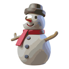Cute 3D snowman illustration perfect for winter design, holiday visuals, and Christmas projects.