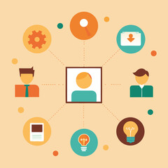 Teamwork, Collaboration, and Network Connections A Flat Design Illustration