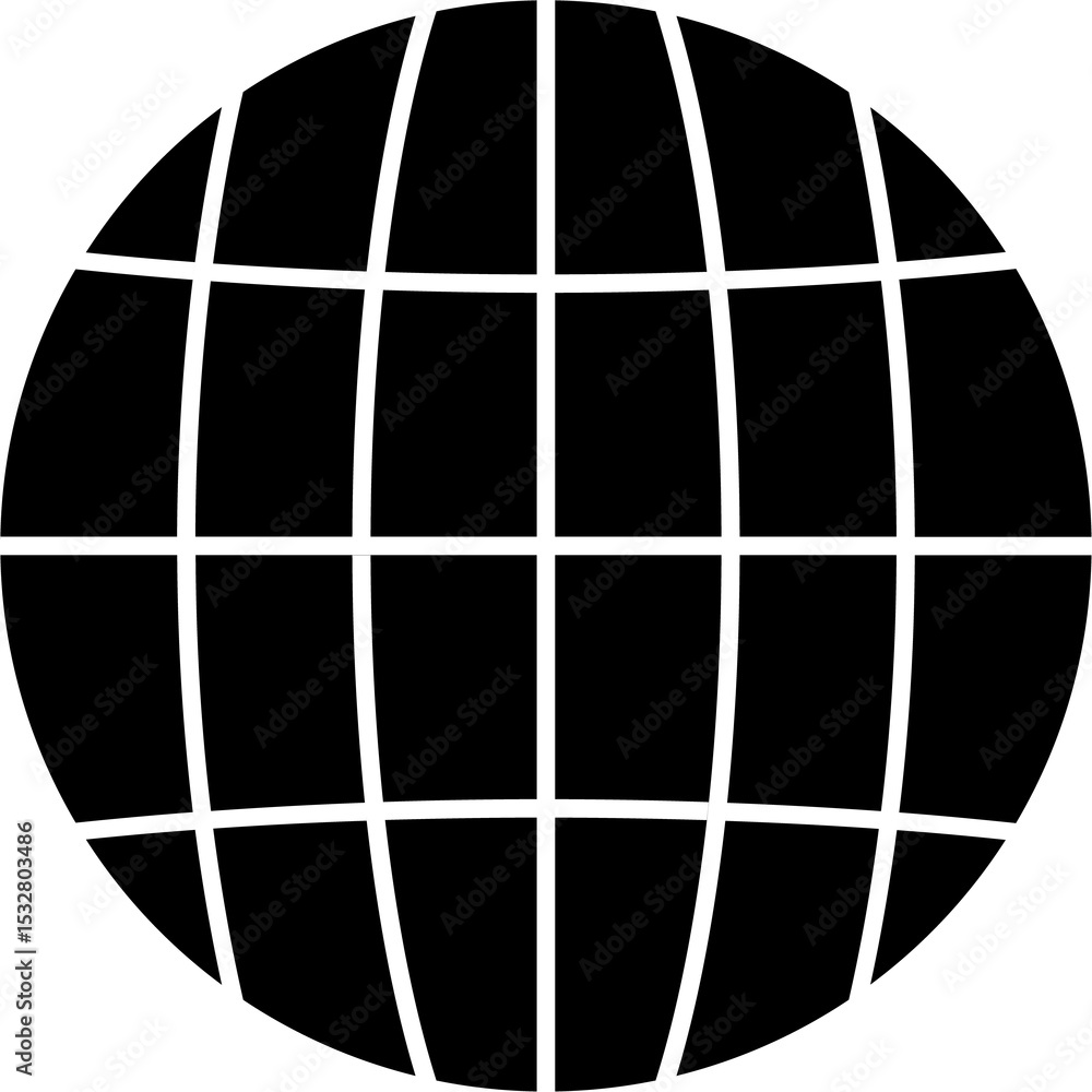 Poster stylized spherical grid is forming flat design wireframe globe on transparent background