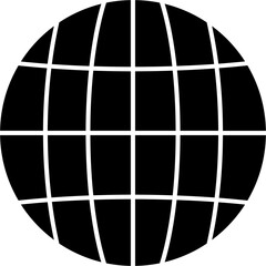 Stylized spherical grid is forming flat design wireframe globe on transparent background