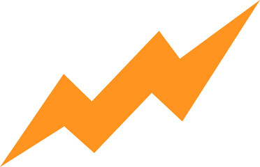 Stylized orange zigzag arrow is pointing upward in flat illustration, with transparent background