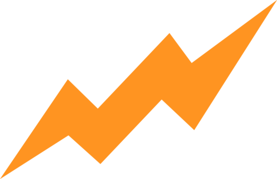 Stylized orange zigzag arrow is pointing upward in flat illustration, with transparent background