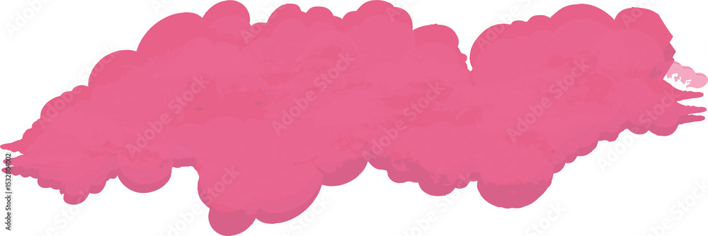 Poster flat abstract pink cloud smear is floating on transparent background, showing textured color shifts