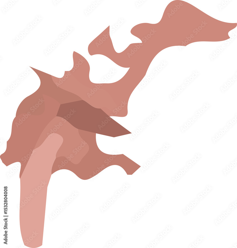 Poster abstract flowing shape is undulating in flat design over transparent background with earthy tones