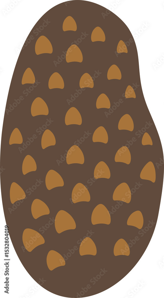 Poster abstract brown form is floating on transparent background in flat design, showing patchy pattern