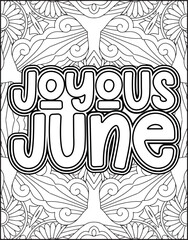 12 Month Name Coloring Page for Adults. Monthly Name Motivational Quote Coloring page.