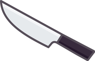 Chef's knife is floating on transparent background showing flat-design gradient blade plus handle