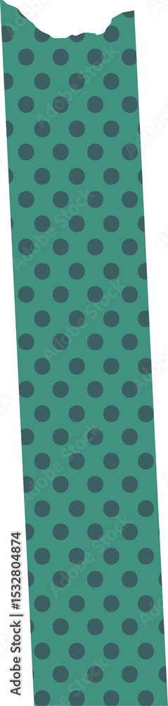 Poster vertical ribbon is floating in flat design with teal and dark teal dots on transparent backdrop