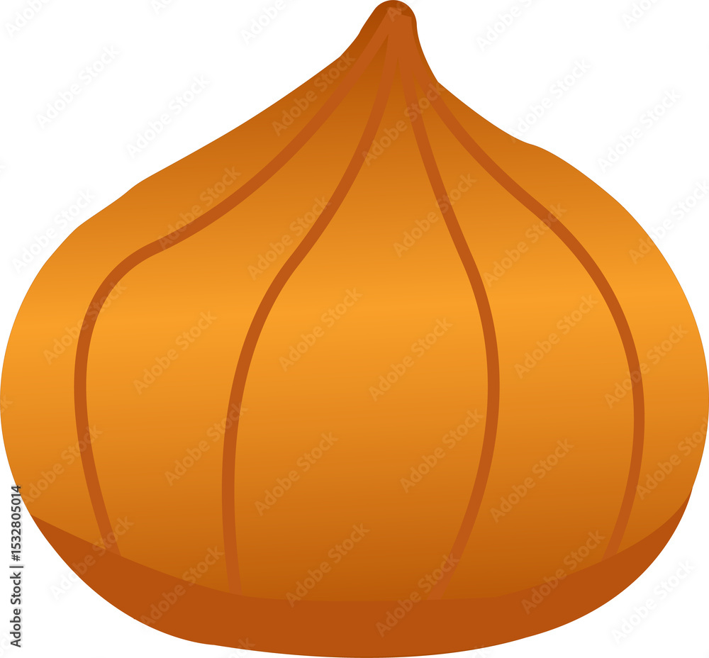 Poster graphic is showing minimalist onion bulb with warm orange gradient on transparent background